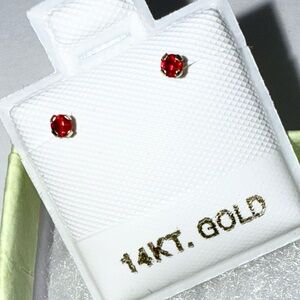 NEW Solid 14K Gold Red Cubic Zirconia Earrings
